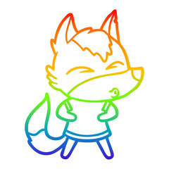 rainbow gradient line drawing cartoon wolf whistling