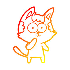warm gradient line drawing cartoon cat considering