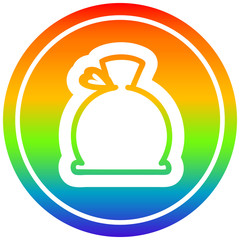 bulging sack circular in rainbow spectrum