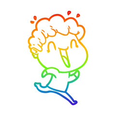 rainbow gradient line drawing cartoon happy man