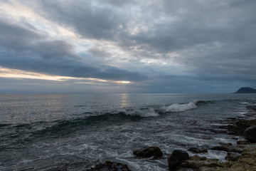 Gorgeous sunset over the pacific ocean on Oahu, Hawaii