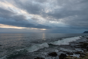 Gorgeous sunset over the pacific ocean on Oahu, Hawaii