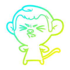 cold gradient line drawing cartoon angry monkey