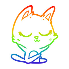 rainbow gradient line drawing calm cartoon cat