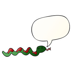 cartoon snake and speech bubble in smooth gradient style