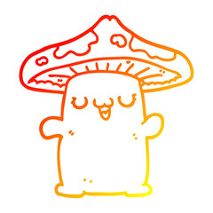 warm gradient line drawing cartoon mushroom creature