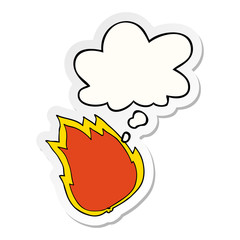 cartoon fire and thought bubble as a printed sticker