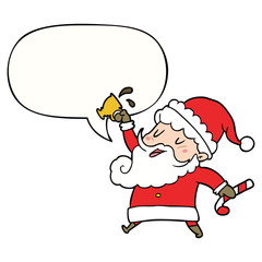 cartoon santa claus and hot cocoa and speech bubble