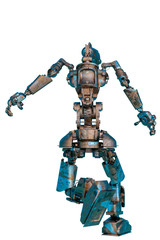 worker robot stepping rear view