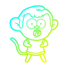 cold gradient line drawing cartoon shocked monkey