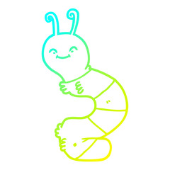cold gradient line drawing cartoon happy caterpillar
