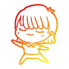 warm gradient line drawing cartoon woman