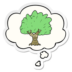 cartoon tree and thought bubble as a printed sticker