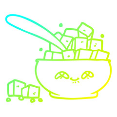 cold gradient line drawing cartoon sugar bowl