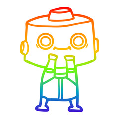 rainbow gradient line drawing cartoon robot