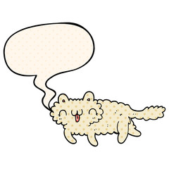 cartoon cat and speech bubble in comic book style