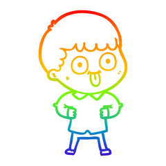 rainbow gradient line drawing cartoon man staring