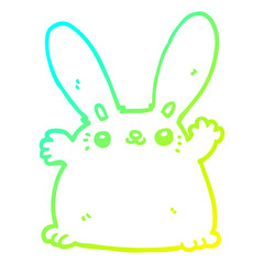 cold gradient line drawing cartoon rabbit