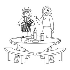 Women friends having picnic design