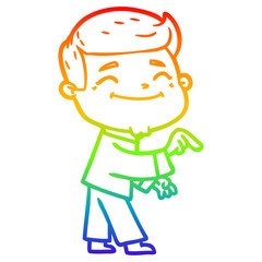 rainbow gradient line drawing happy cartoon man