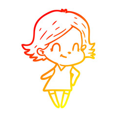 warm gradient line drawing cartoon friendly girl