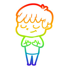 rainbow gradient line drawing cartoon happy boy
