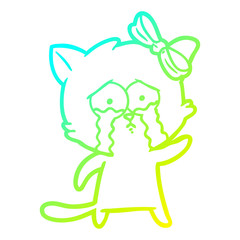 cold gradient line drawing cartoon cat