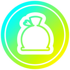 bulging sack circular in cold gradient spectrum