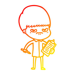 warm gradient line drawing cartoon boy