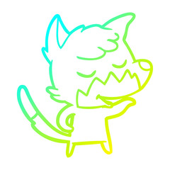 cold gradient line drawing friendly cartoon fox