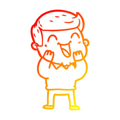 warm gradient line drawing cartoon man laughing