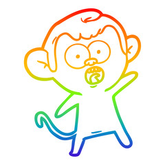 rainbow gradient line drawing cartoon shocked monkey