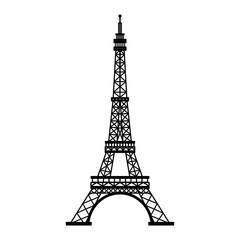 Eiffel tower paris monument isolated in black and white