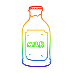 rainbow gradient line drawing cartoon milk bottle