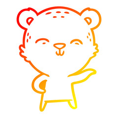 warm gradient line drawing happy cartoon bear