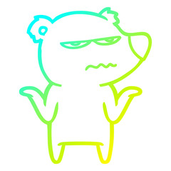 Obraz premium cold gradient line drawing annoyed bear cartoon