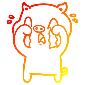 recommend clip art: warm gradient line drawing crying pig cartoon