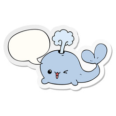 cartoon whale and speech bubble sticker