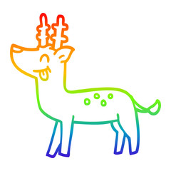 rainbow gradient line drawing cartoon happy deer