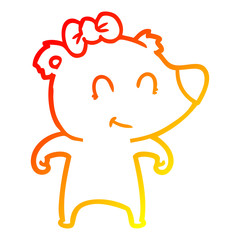 warm gradient line drawing female bear cartoon