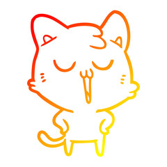warm gradient line drawing cartoon cat singing