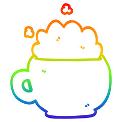 rainbow gradient line drawing cartoon foaming latte