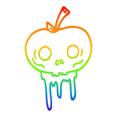 rainbow gradient line drawing cartoon halloween apple