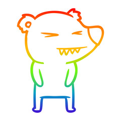 rainbow gradient line drawing angry polar bear cartoon