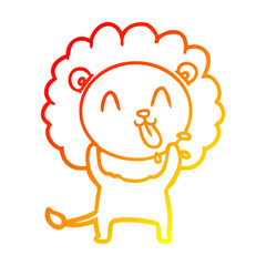 warm gradient line drawing happy cartoon lion