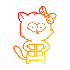 warm gradient line drawing cartoon cat