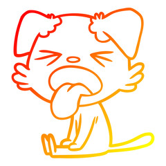 warm gradient line drawing cartoon sitting dog