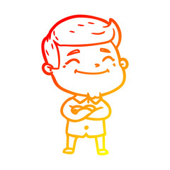 warm gradient line drawing happy cartoon man