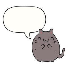 happy cartoon cat and speech bubble