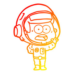 warm gradient line drawing cartoon surprised astronaut